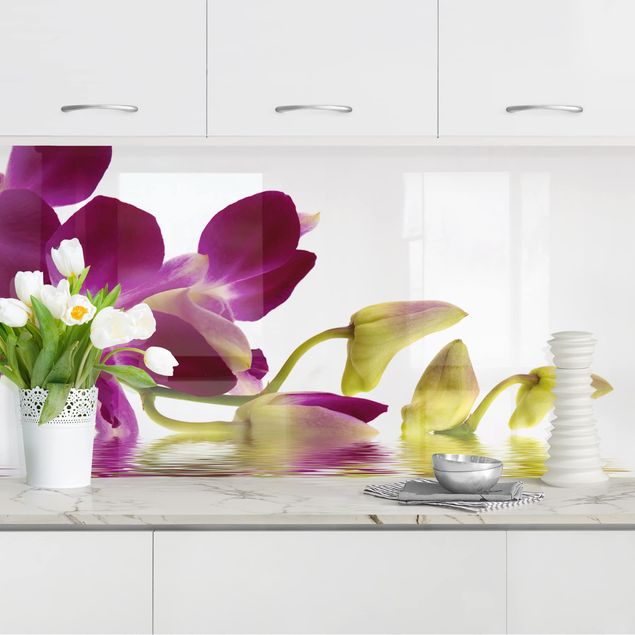Rivestimenti cucina pannello Acque di orchidee rosa