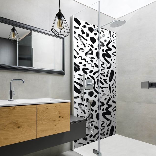 Rivestimenti per doccia alluminio dibond Pennellate moderne in nero