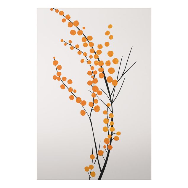 Stampa su alluminio - Mondo vegetale grafico - Bacche in arancione - Verticale 3:2