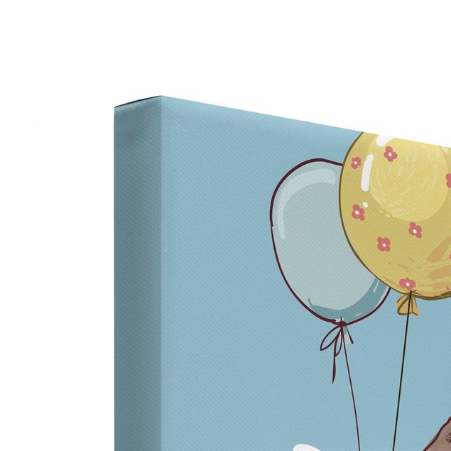 Stampa su tela - Cute Animals Fly On Balloon - Verticale 4:3