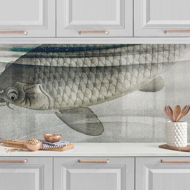Rivestimenti cucina pannello Illustrazione vintage di pesci asiatici IIl
