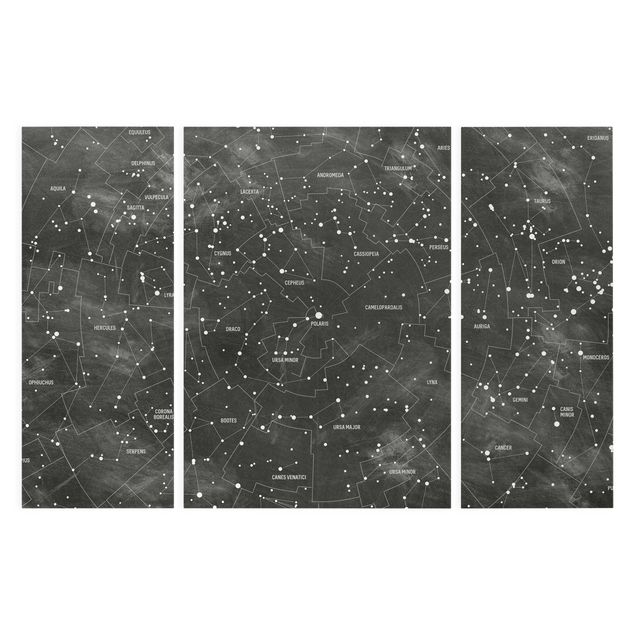 Stampa su tela 3 parti - Constellation map panel optics - Trittico