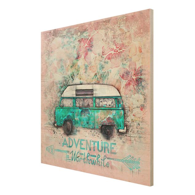 Stampa su legno - Bulli Adventure Collage pastello - Quadrato 1:1