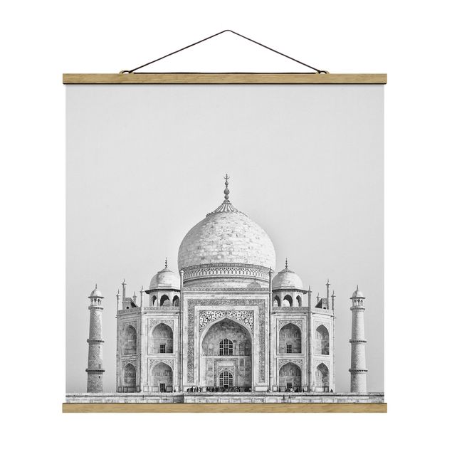 Quadro su tessuto con stecche per poster - Taj Mahal In Grey - Quadrato 1:1