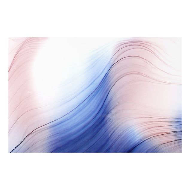 Paraschizzi in vetro - Danza di colori mélange blu con rosa - Formato orizzontale 3:2