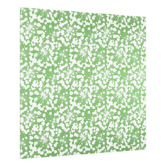 Paraschizzi in vetro - Trama naturale di soffioni con punti su sfondo verde - Quadrato 1:1