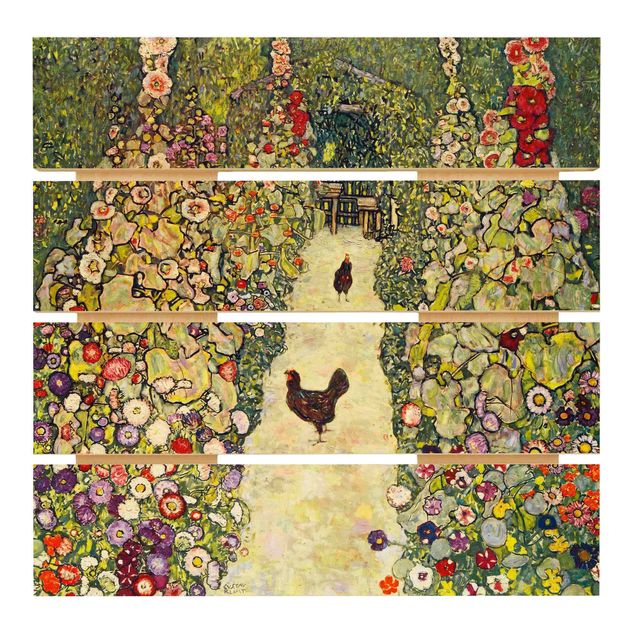 Stampa su legno - Gustav Klimt - Garden Way con i polli - Quadrato 1:1