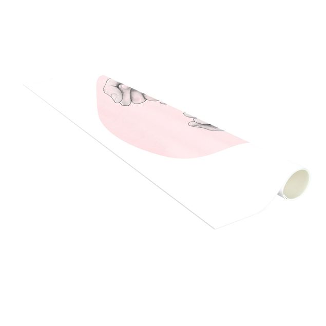 Tappeto bagno rosa Illustrazione - Mani Cerchio dell'Amicizia Rosa Bianco