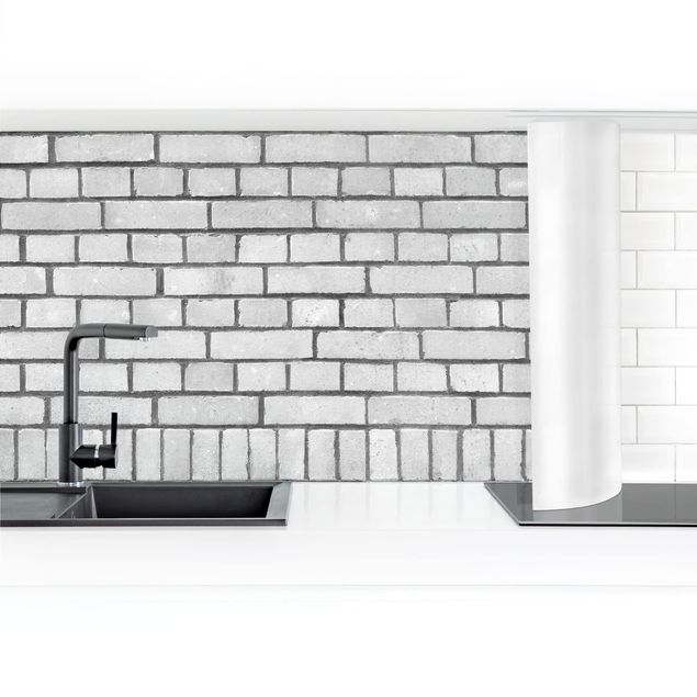 rivestimento cucina moderna Muro di mattoni bianco