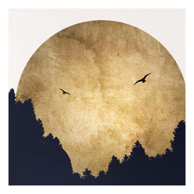 Paraschizzi in vetro - Luna dorata nella foresta - Quadrato 1:1