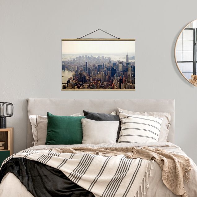 Foto su tessuto da parete con bastone - Mattina In New York - Orizzontale 2:3