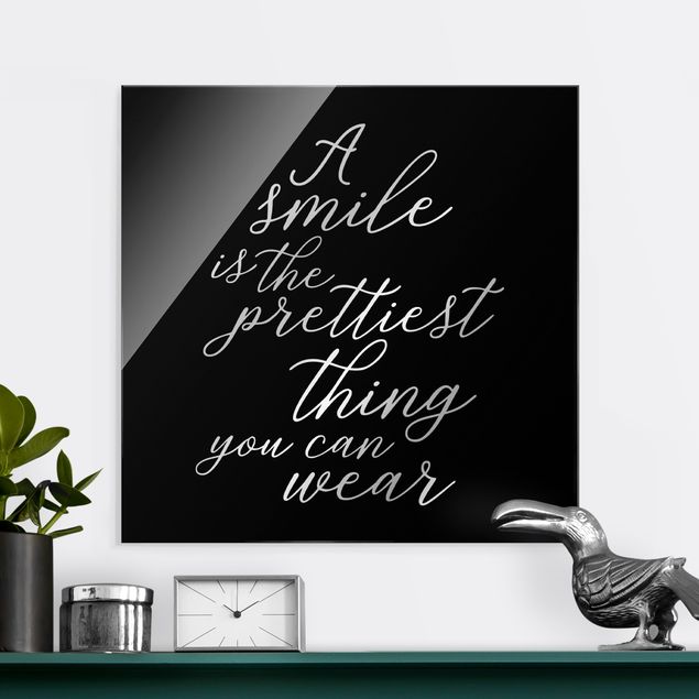 Lavagna magnetica vetro A smile is the prettiest thing Sans Serif Nero