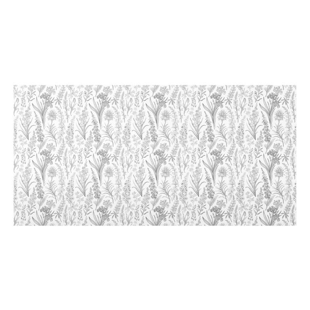 Paraschizzi in vetro - Danza floreale in grigio - Formato orizzontale 2:1