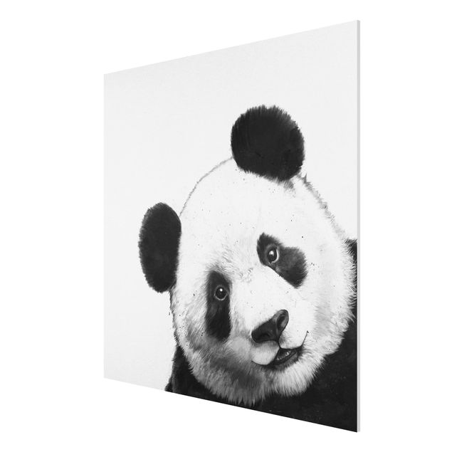 Stampa su Forex - Illustrazione pittura Panda Bianco e nero - Quadrato 1:1