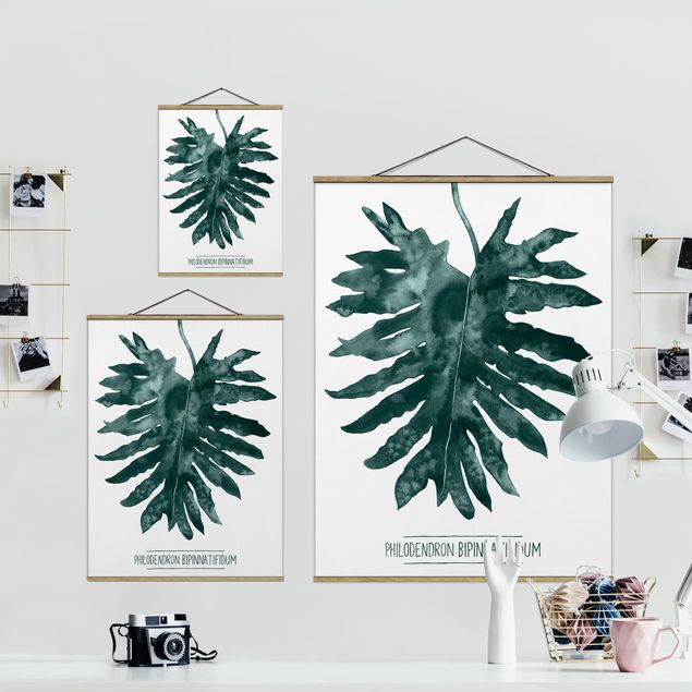 Foto su tessuto da parete con bastone - Emerald Philodendron Bipinnatifidum - Verticale 4:3