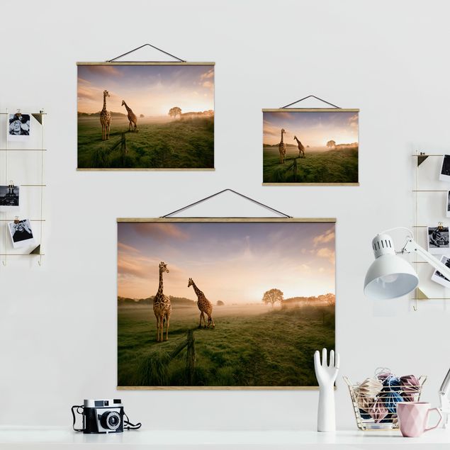 Foto su tessuto da parete con bastone - surreale Giraffe - Orizzontale 3:4