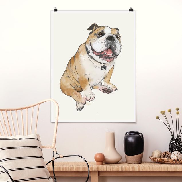 Poster cameretta bambini animali Illustrazione - Cane Bulldog Pittura