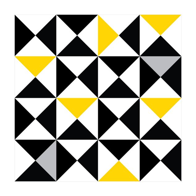 Tappeti in vinile - Trama geometrica di grandi triangoli con tocco di giallo - Quadrato 1:1