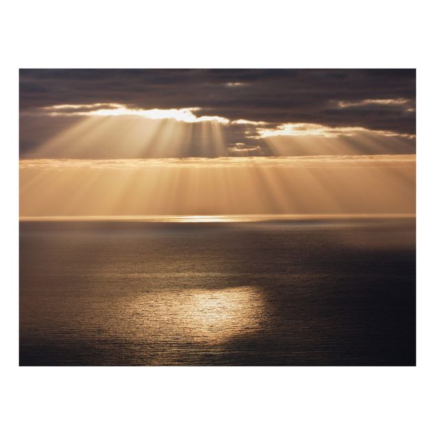 Stampa su alluminio spazzolato - Raggi di sole sopra il mare - Orizzontale 3:4