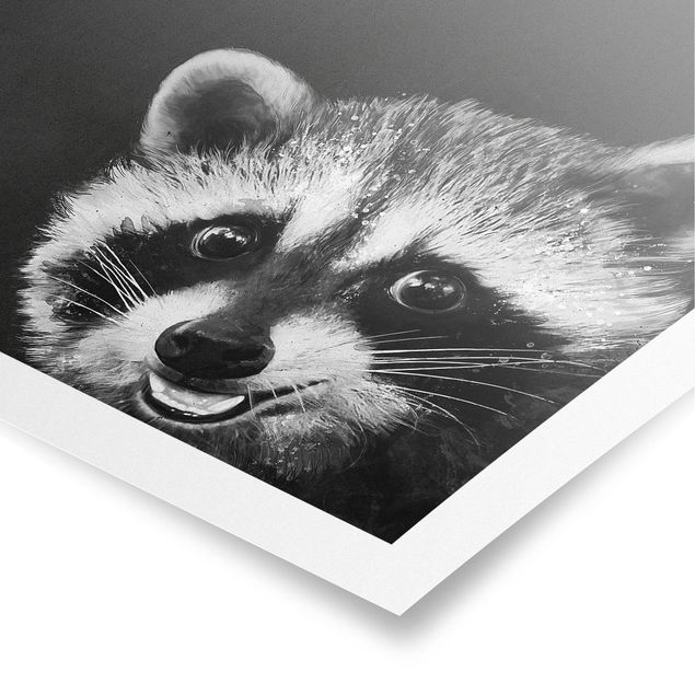 Poster - Illustrazione Raccoon Monochrome Pittura - Quadrato 1:1