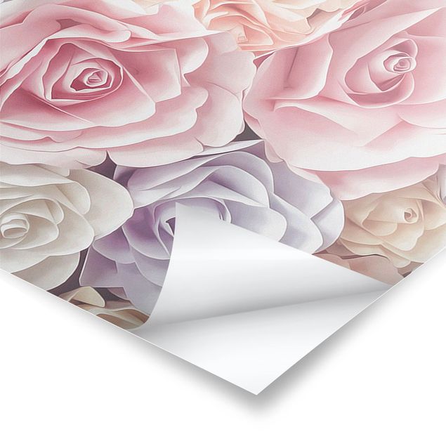 Poster - Pastello Carta di arte Roses - Panorama formato orizzontale