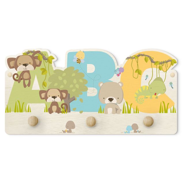 Appendiabiti per bambini - ABC - Scimmia orso e camaleonte