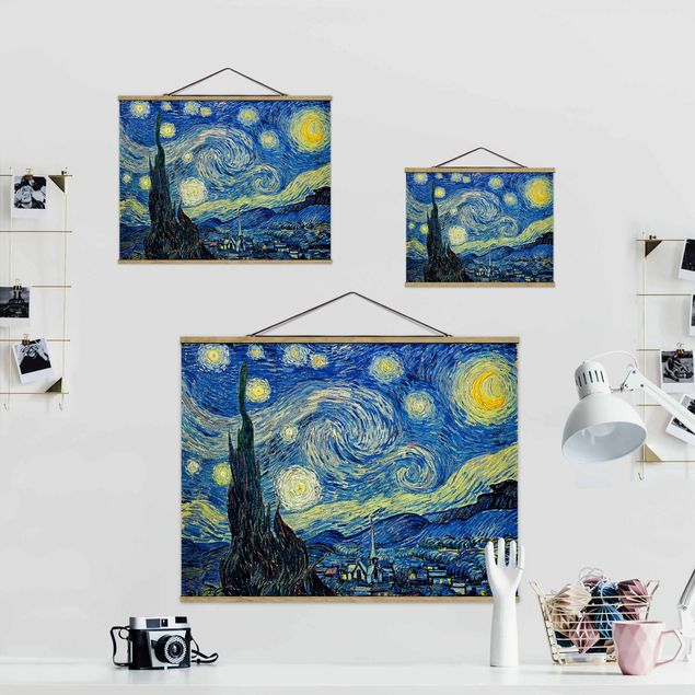 Foto su tessuto da parete con bastone - Vincent Van Gogh - Notte stellata - Orizzontale 3:4