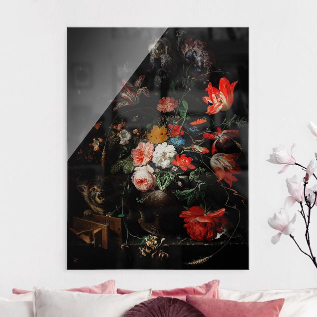 quadri con animali Abraham Mignon - Il bouquet rovesciato