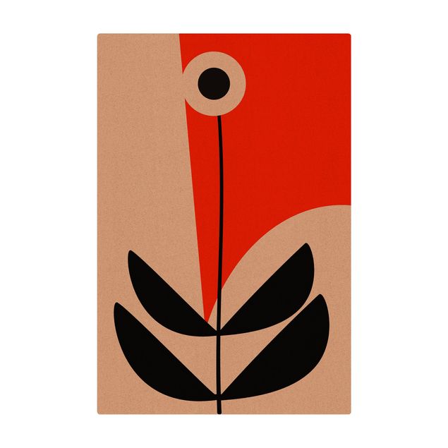 Tappetino di sughero - Forme astratte - fiore in rosso - Formato verticale 2:3
