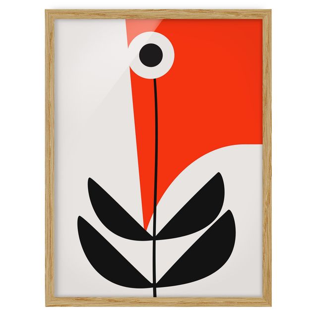 Poster con cornice - Forme astratte - fiore in rosso