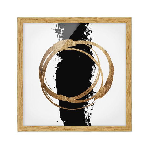 Poster con cornice - Forme astratte - oro e nero