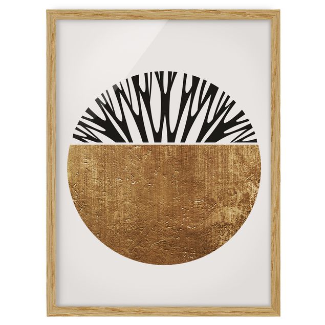 Poster con cornice - Forme astratte - cerchio dorato