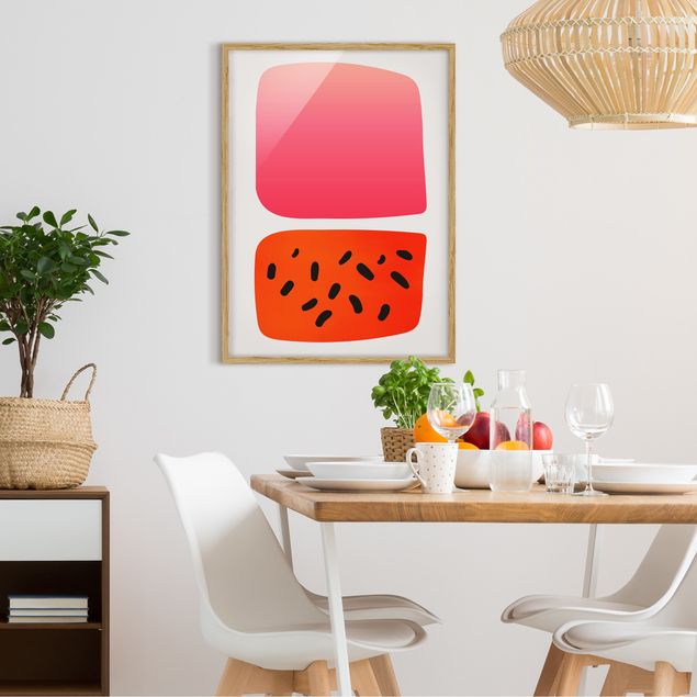 Poster con cornice - Forme astratte - melone e rosa