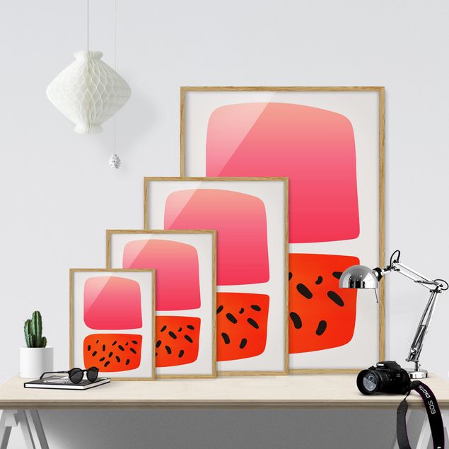 Poster con cornice - Forme astratte - melone e rosa