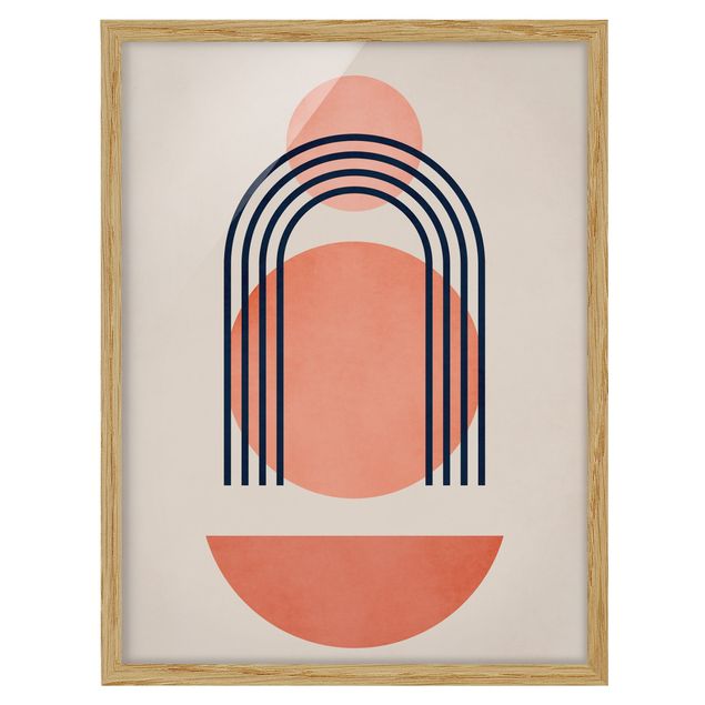 Poster con cornice - Forme astratte in rosa e blu