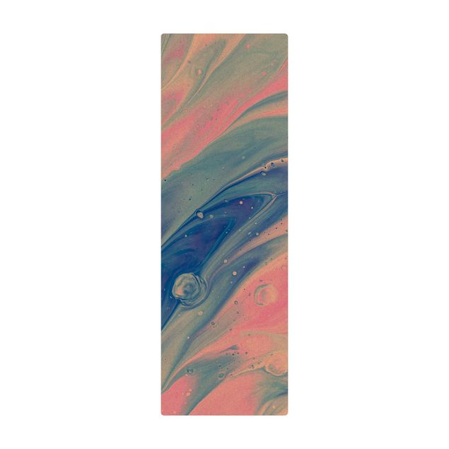Tappetino di sughero - Marmorizzatura astratta rosa e blu - Formato verticale 1:2
