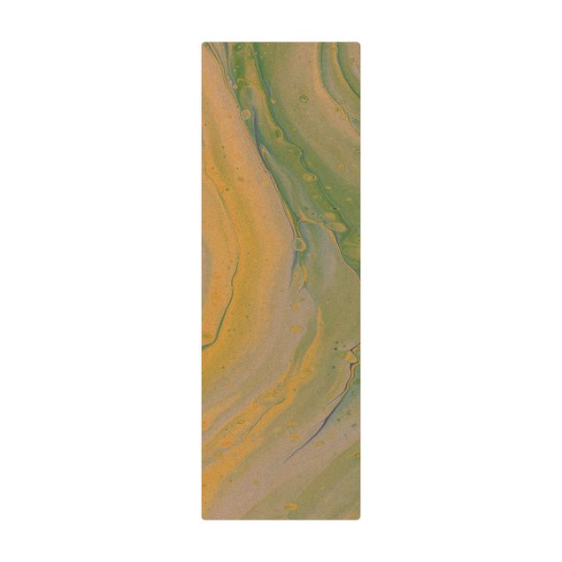Tappetino di sughero - Marmorizzatura astratta giallo-verde - Formato verticale 1:2