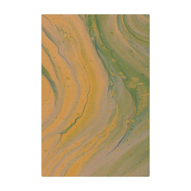 Tappetino di sughero - Marmorizzatura astratta giallo-verde - Formato verticale 2:3