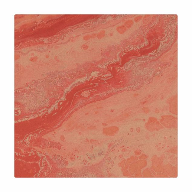 Tappetino di sughero - Marmorizzatura astratta rosa salmone - Quadrato 1:1