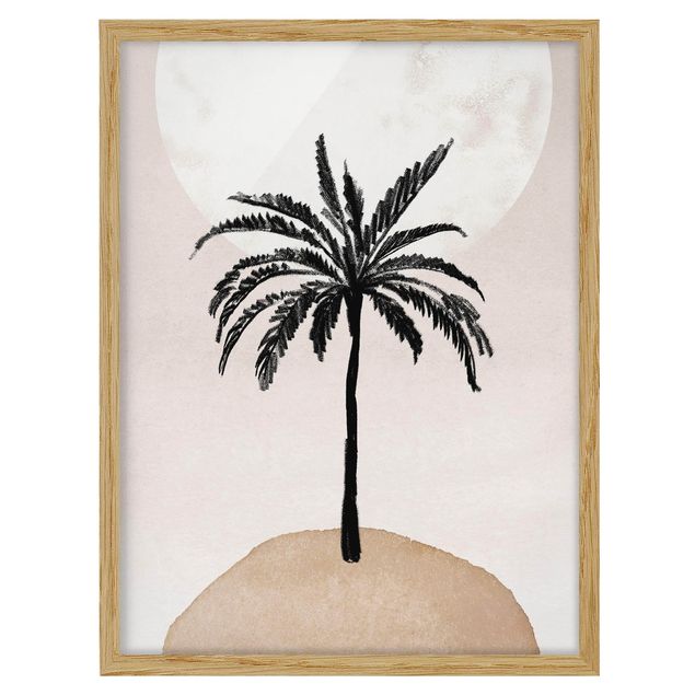 Poster con cornice - Isola di palme astratta con luna