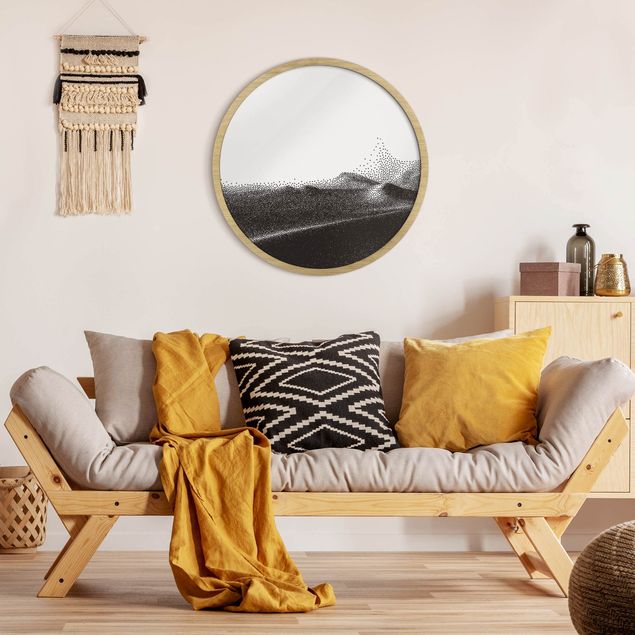 Poster con cornice rotonda Paesaggio astratto di puntini Atlante