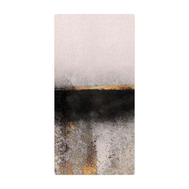 Tappetino di sughero - Orizzonte dorato astratto bianco e nero - Formato verticale 1:2