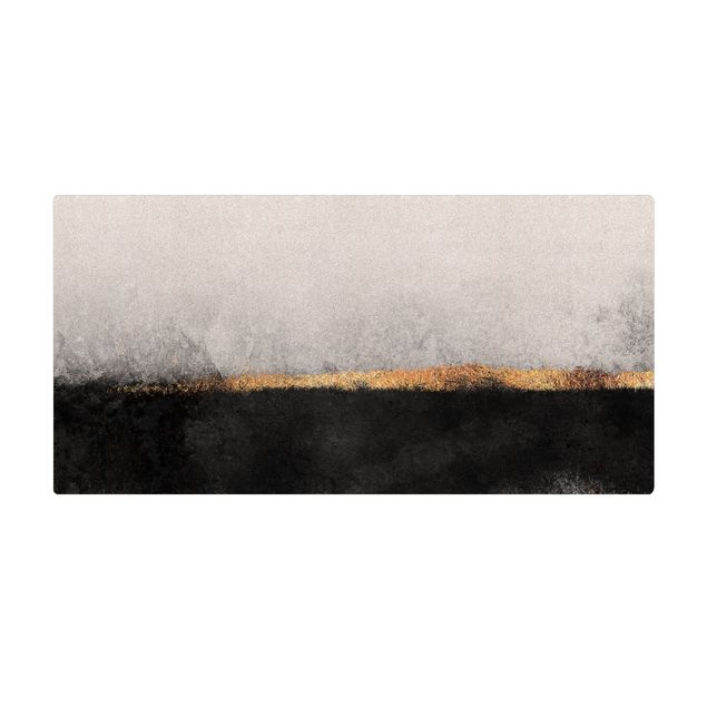 Tappetino di sughero - Orizzonte dorato astratto bianco e nero - Formato orizzontale 2:1