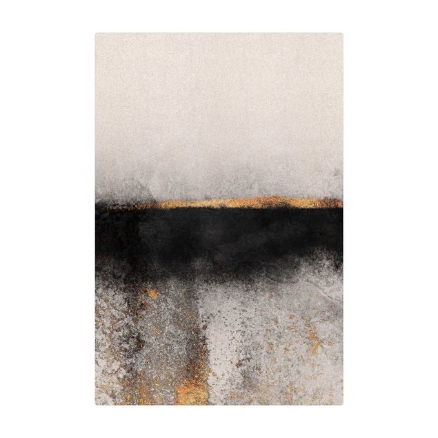 Tappetino di sughero - Orizzonte dorato astratto bianco e nero - Formato verticale 2:3