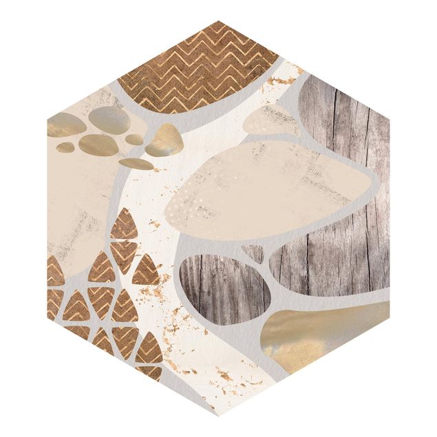 Fotomurale esagonale autoadesivo - Muro di pietra astratto in pastello