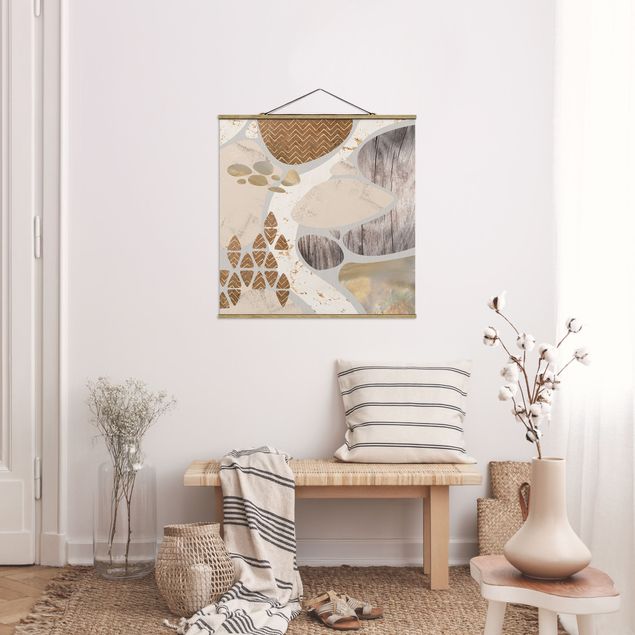 Foto su tessuto da parete con bastone - Muro di pietra astratto in pastello - Quadrato 1:1