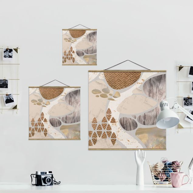 Foto su tessuto da parete con bastone - Muro di pietra astratto in pastello - Quadrato 1:1