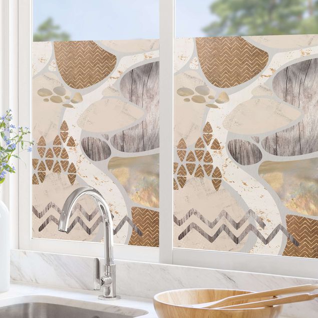 Pellicola per vetri con disegni Muro di pietra astratto in pastello