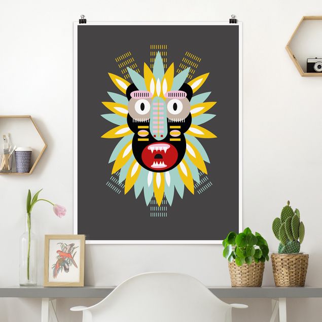 Poster illustrazioni Maschera etnica a collage - King Kong