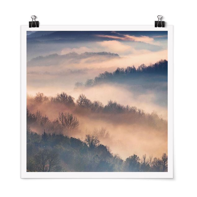 Poster - Nebbia al tramonto - Quadrato 1:1